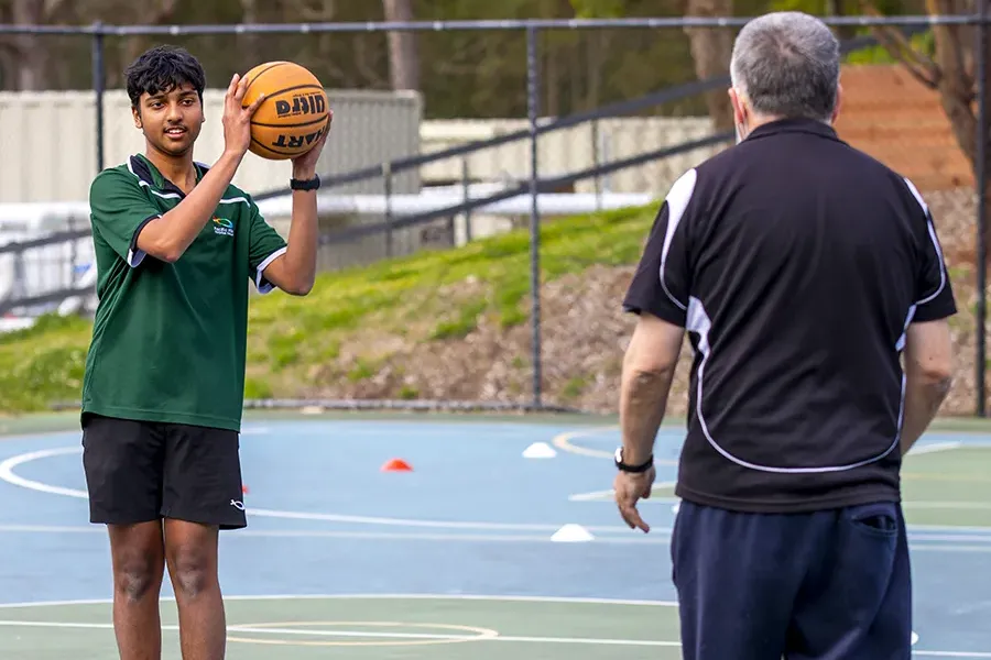 Sports lesson for basketball at New Hope Christian School